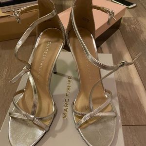 Mark fisher silver suede heels